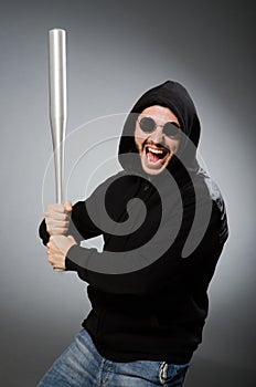 The aggressive man with basebal bat