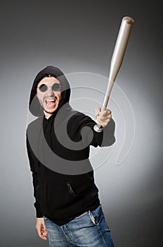 The aggressive man with basebal bat