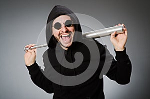 The aggressive man with basebal bat