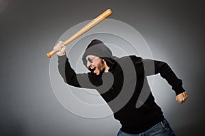 The aggressive man with basebal bat