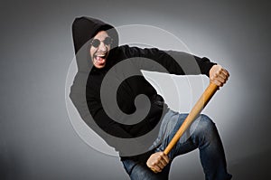 The aggressive man with basebal bat