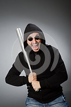 The aggressive man with basebal bat