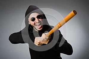 The aggressive man with basebal bat