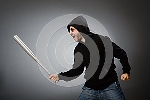 The aggressive man with basebal bat