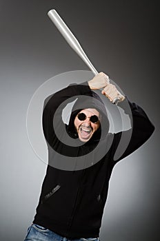 The aggressive man with basebal bat