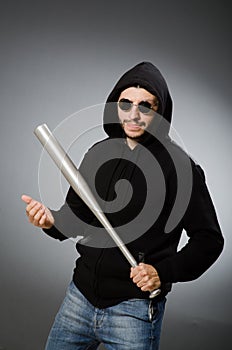 Aggressive man with basebal bat