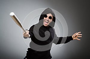 Aggressive man with basebal bat
