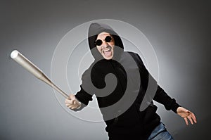 Aggressive man with basebal bat