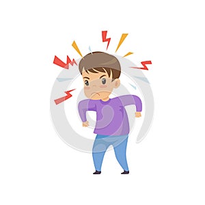 Aggressive Naughty Boy, Bad Child Behavior Vector Illustration