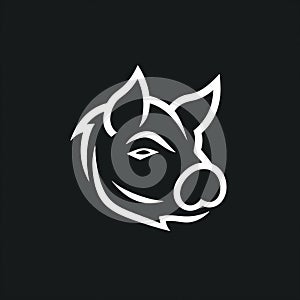 Aggressive Pig Head Logo Design - Modern, Stylized, Black And White