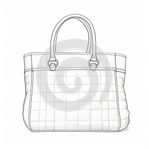 Aggressive Quilting: Hand-drawn White Handbag With Precisionist Lines