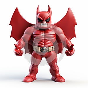 Aggressive Red Toy Figure: Detailed Batman-inspired Monster Superhero