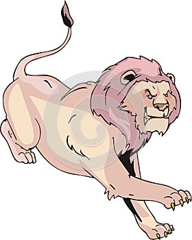 Aggressive running lion