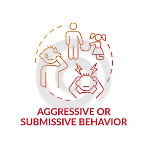 Aggressive or submissive behavior red gradient concept icon