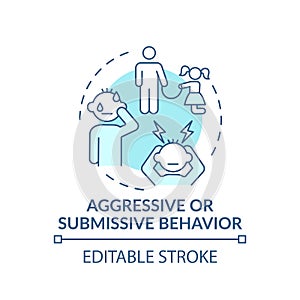 Aggressive or submissive behavior turquoise concept icon