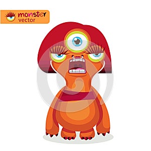 Aggressive Woman. Cartoon Cute Female Monster. Cyclops Monster Girl. Angry Mascot.