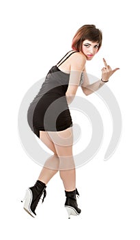 Aggressive woman obscene gesture photo