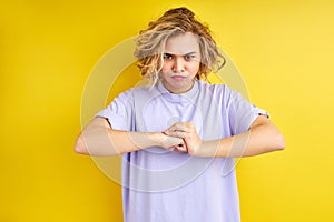 aggressive woman ready to fight,preparing a fist for punch