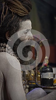 Aghori sadhu in Varanasi Indian image