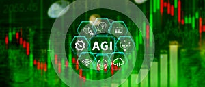 AGI concept, Artificial general intelligence, AI knowledge learning technology, AGI is the future of modern world, combination of