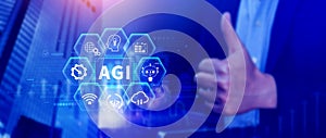 AGI concept, Artificial general intelligence, AI knowledge learning technology, AGI is the future of modern world, combination of