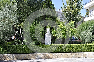 Agia Aikaterini Church Courtyard Statue from Athens in Greece