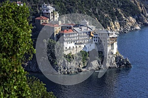 Agia Grigoriou Orthodox monastery at Mount Athos, Agion Oros, Holy Mountain, Halkidiki , Greece.