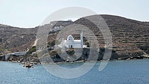 Agia irini church in ormos harbor on the island of ios