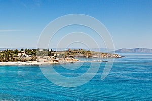 Agia Marina beach in Spetses, Greece