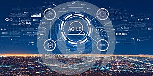 Agile concept with downtown Los Angeles