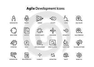 Agile Development Icons , vector	, line color vector illustration