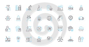 Agile development linear icons set. Iterative, Scrum , Sprint, Collaboration, Flexibility, Continuous, Feedback line