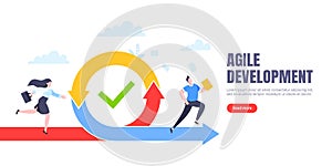 Agile development methodology business concept flat style design vector illustration isolated on white background.