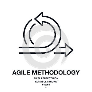 Agile methodology arrow editable stroke outline icon isolated on white background vector illustration. Pixel perfect. 64 x 64