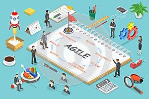 Agile methodology flat isometric vector concept.