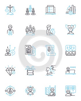 Agile methodology linear icons set. Scrum, Sprint, Agile, Kanban, Lean, Iterative, Incremental line vector and concept photo