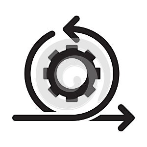 Agile process icon vector development concept gear and arrow sign for graphic design, logo, website, social media, mobile app, UI