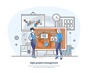 Agile project management, development methodology and scrum process