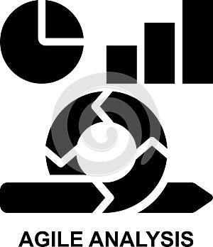 agile, reporting, analysis, analytics, data visualization, metrics solid glyph icon