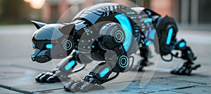 Agile robotic cat with sleek design tailored for swift navigation in urban environments