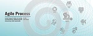 Agile Scrum Process and development icon set web header banner