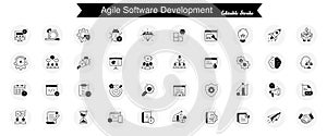 Agile software development methodology vector icons.