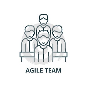 Agile team vector line icon, outline concept, linear sign