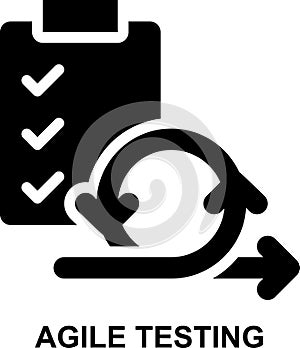 agile testing, testing, evaluation, agile, project management, requirement solid glyph icon