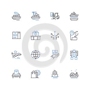 Agile transporter line icons collection. Efficiency, Speed, Innovation, Adaptability, Flexibility, Maneuverability
