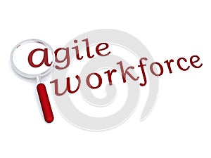 Agile workforce with magnifiying glass photo