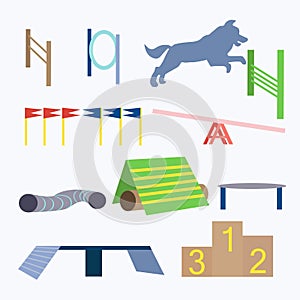 Agility dog obstacles vector.