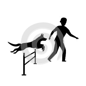 Agility dog training silhouette