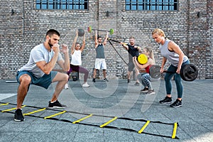 Agility ladder drill workout, ladder footwork photo