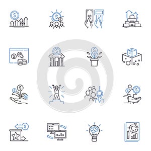 Agility line icons collection. Quickness, Flexibility, Gracefulness, Nimbleness, Spryness, Dexterity, Mobility vector photo